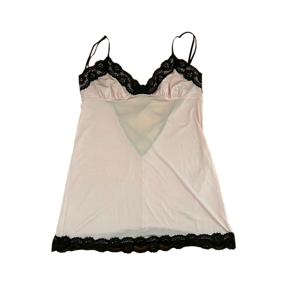Pink and Black Lace Slip Dress